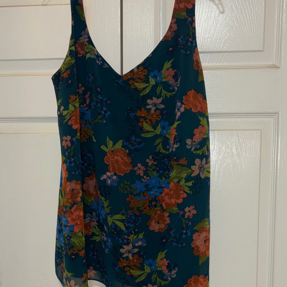 CAbi Floral Camisole - bluish Teal blouse Large